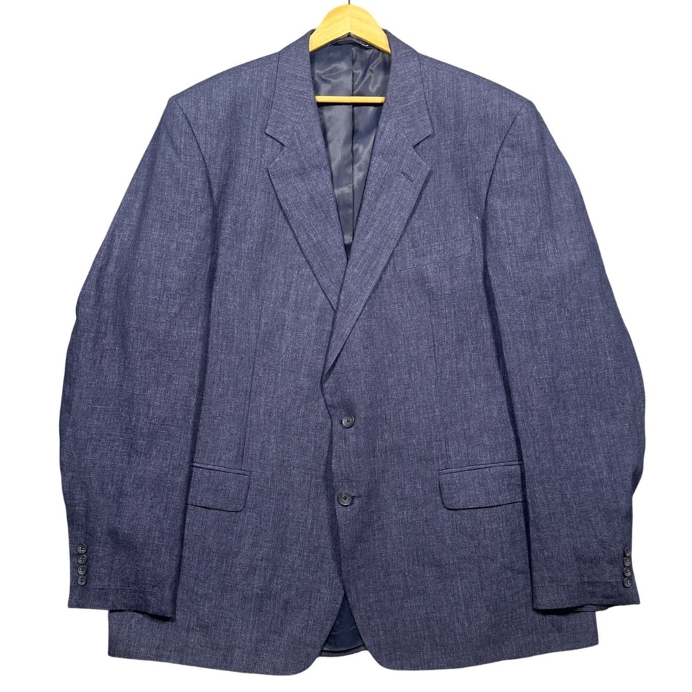 Paul Fredrick Blazer Mens 48L Blue 2-Button Sport Coat Long Jacket